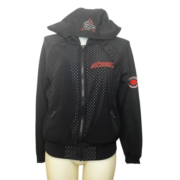 HARLEY-DAVIDSON Womens Lightweight Performance Mesh Black Hoodie - Picture 3 of 13